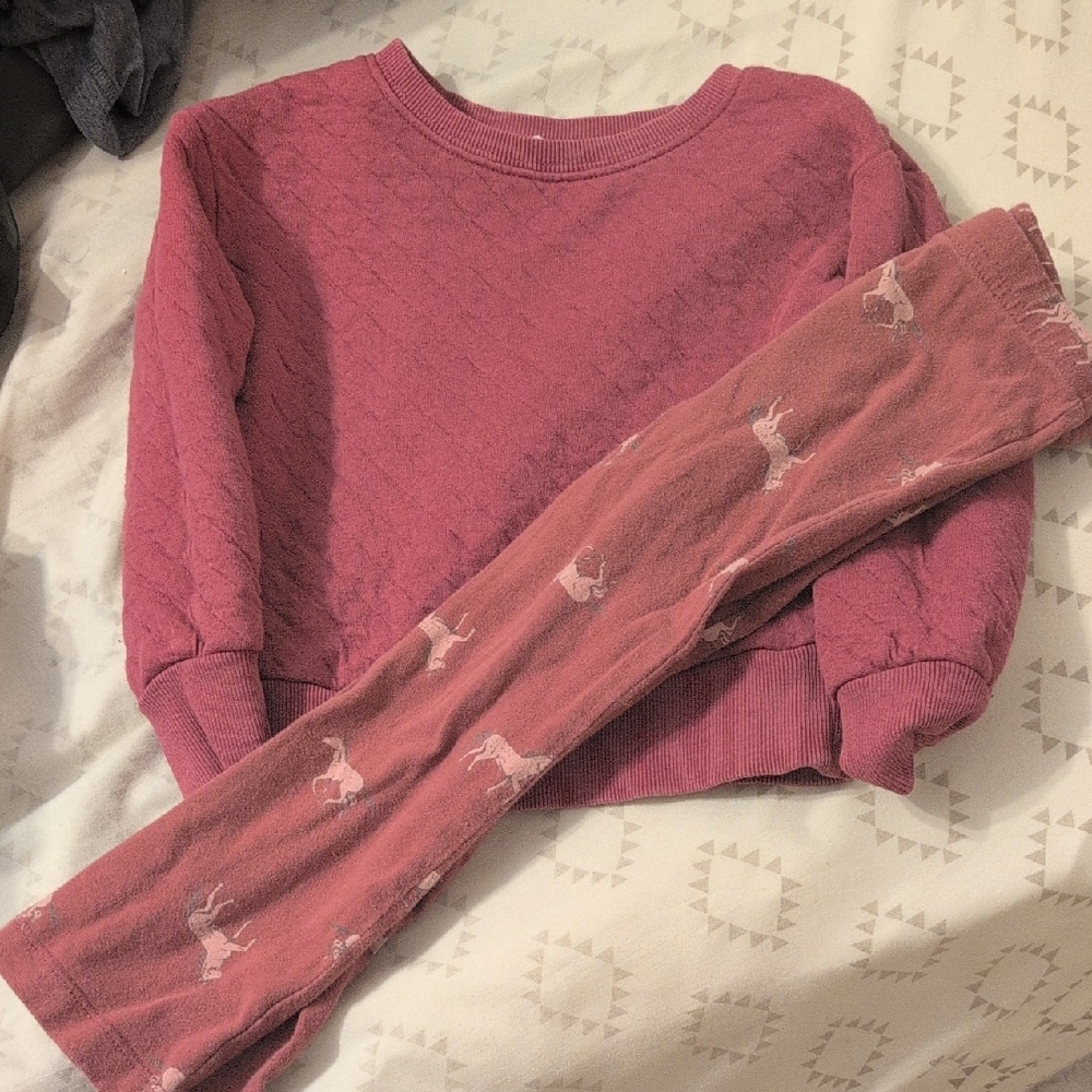 Carter's Pink Quilted Top and Leggings Set